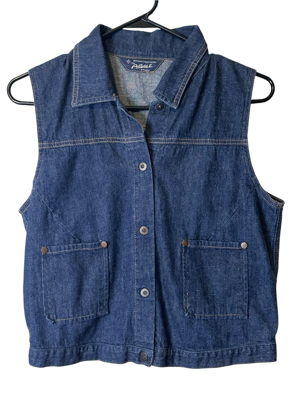 A.Gold.E Adriano Goldschmied Zulu Denim Utility Vest 90s Y2K Cotton Snap Front M